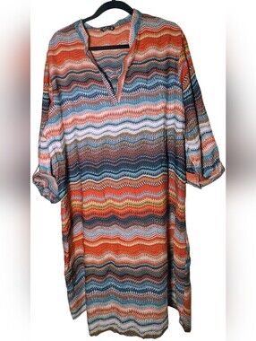 Indulge Chevron Wavy Stripe Dress Plus Size 2X